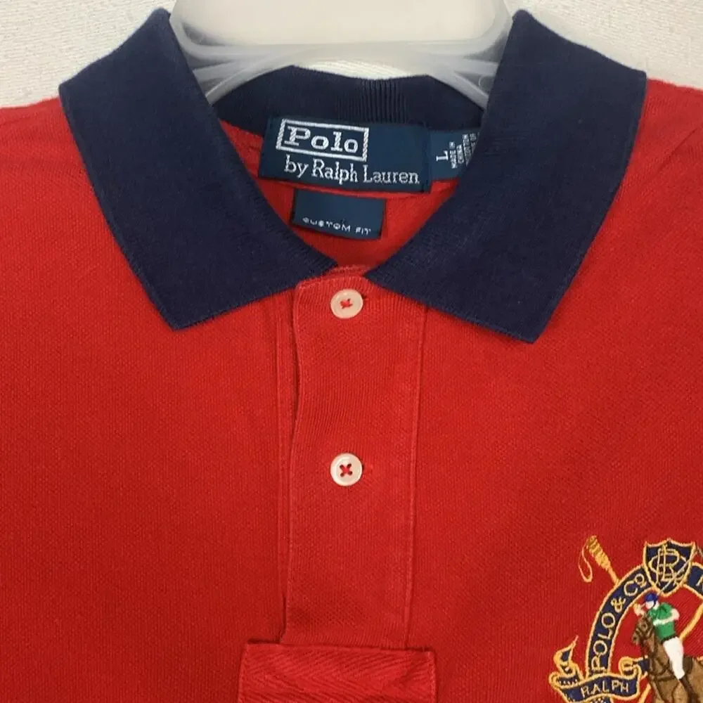 Polo Ralph Lauren Mens Large custom fit large jockey red new york 90s blue prep